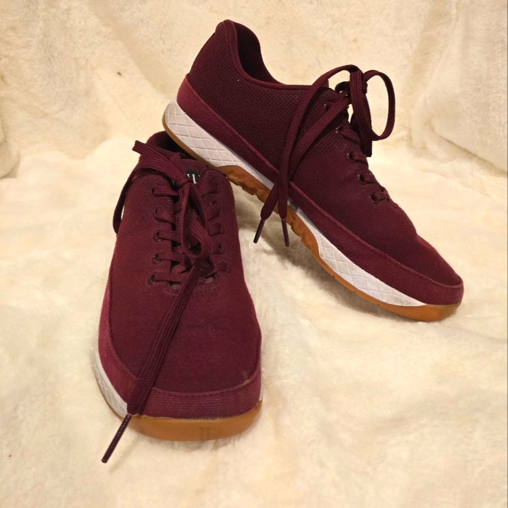 Red canvas Nobull trainers womens size 10